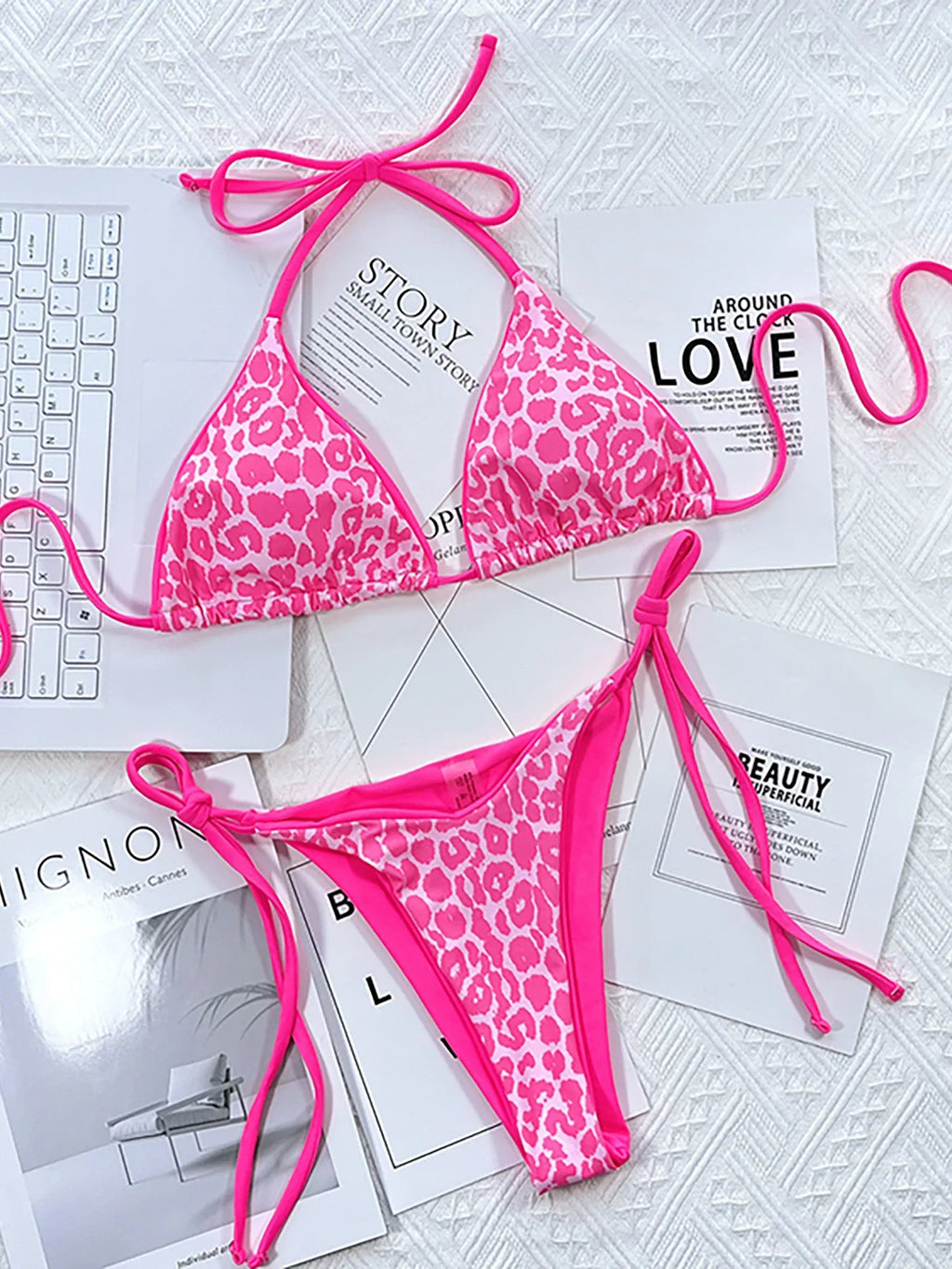 Sexy Leopard Micro Bikini  Women Swimsuit Female Swimwear Thong Bikinis Set Brazilian Halter Beach Wear