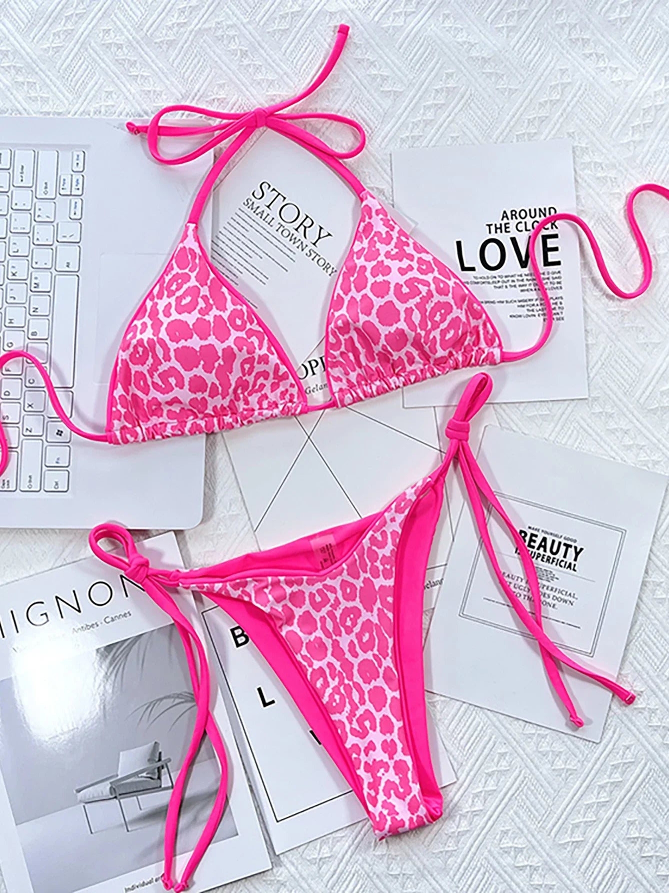Sexy Leopard Micro Bikini  Women Swimsuit Female Swimwear Thong Bikinis Set Brazilian Halter Beach Wear